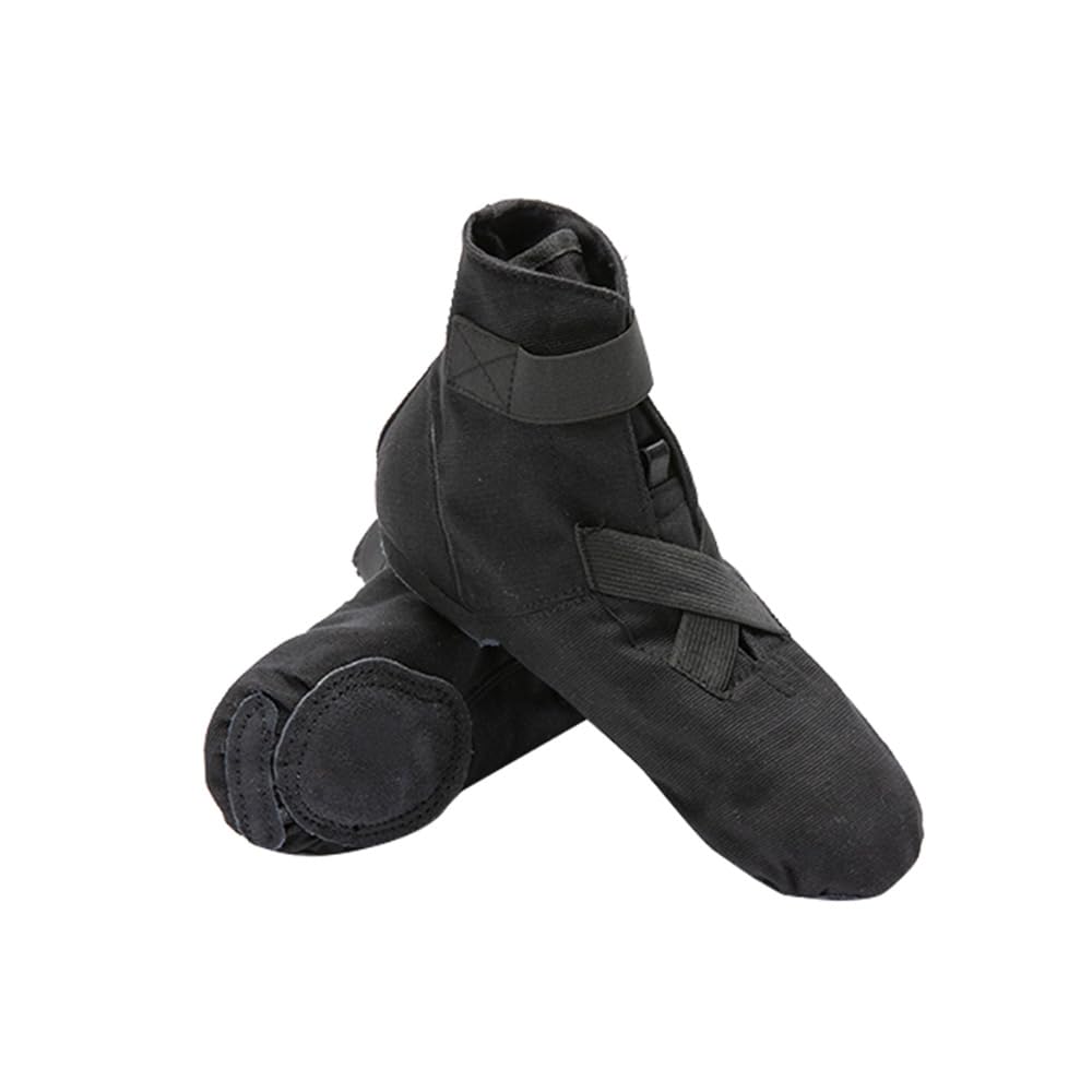 Girls Canvas Jazz Dance Shoes Ballet Practice Crossover Straps Dancing Boots for Kids Black