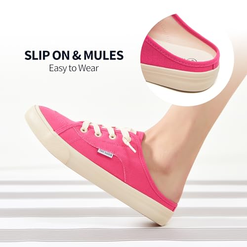 Image of hash bubbie Women's Mules Slip on Sneakers Canvas Tennis Shoes | backless summer close toed sandals non slip on walking casual comfortable