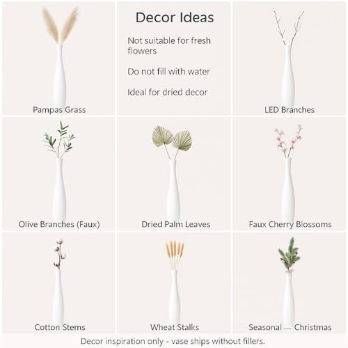 Image of Leewadee Large Floor Vase 26 inches Mango Wood for Pampas Grass, Dried Flowers