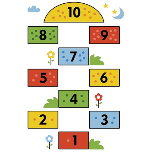Calcomanía de pared con números de rayuela colorida para niños, calcomanías de pared de PVC para saltos, tapete de juego para interiores y exteriores, antideslizante, sala de juegos, guardería, aula