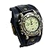 F Fityle Montre Bracelet Manchette Design Hybride en Cuir Bracelet en Cuir Montre pour Homme Rétro Bracelet Montre Bande Punk, Vintage, Bracelet - Le Noir