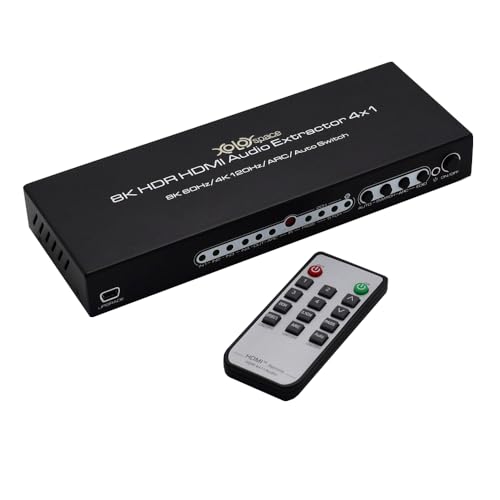 XOLORspace 8k 4X2 HDMI �}�g���b�N�X �X�C�b�`���[�A�I�[�f�B�I �G�N�X�g���N�^�[�� ARC ������A4 �� HDMI ���͂̂����ꂩ�� 1 ��� HDTV �� 1 ��� 4K �܂��� 1080p �T�E���h �o�[ (�I�[�f�B�I�̂݃T�|