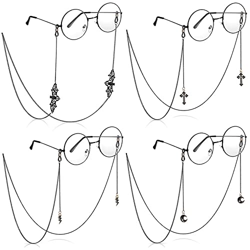 Simrcio 4Pcs Mask Holder Chain Lanyard Necklace For Women Men,Black Glasses Chains Sunglass Eyeglass Retainer Strap Holder #TOP24