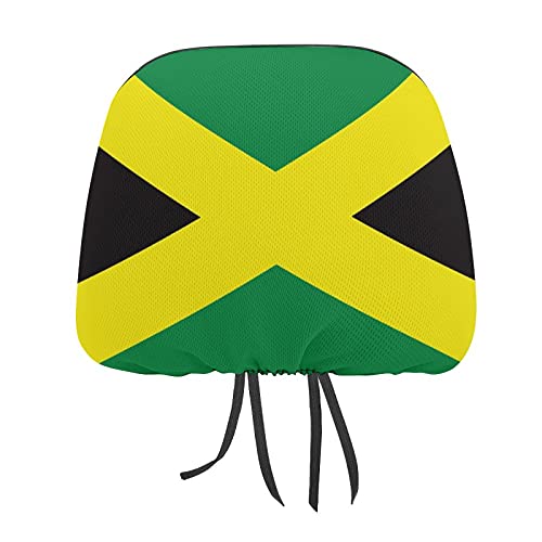 Bagea-Ka Jamaican Flag Pattern 2 Pack Car Headrest Cover Seat Rest Protector Cover Universal Fit Most Car/Truck Models for Women Men