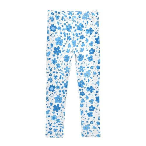 KLL Blue Flower Toddler Girls' Leggings Stretchy Full Length Workout Pants Running2