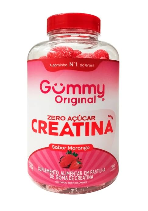 Creatina Gummy, 90 Gomas Sabor Morango, Zero Açucar, Gummy Original