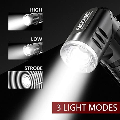 HAUTMEC Compact LED Torch USB Rechargeable 500 Lumens, Lithium Battery Included, Tactical Flashlight with Adjustable 90 Degree Head, Magnetic Tail, Waterproof HT0092