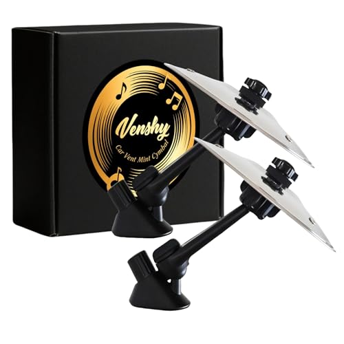CarCymbal - Fun Air Vent Clips Drum Cymbal, Easy Clip-On Mini Cymbal for Music Lovers, Compact Durable Car Accessory for All Types Of Vehicles, Easy Installation and Rugged (Seliver, 2PCS)