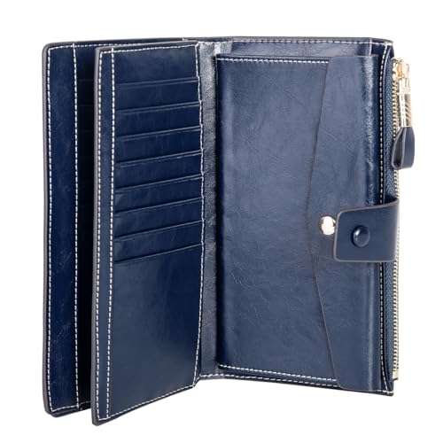 Image of Itslife Womens RFID Blocking Large Capacity Luxury Wax Genuine Leather Wallet Clutch Card Holder