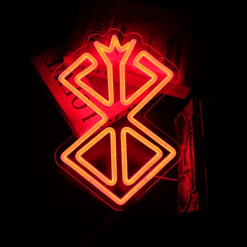 Image of CManga Berserk Neon Sign, Red Anime LED Light - Dimmable Acrylic Lamp, 8.7x11.8 Inch USB 5V Powered, Berserk Behelit Room Decor for Game Room, Manga Gift for Otaku