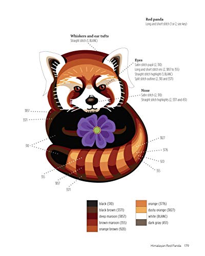 Animal Embroidery Workbook: Step-by-Step Techniques & Patterns for 30 Cute Critters & More (Landauer) Designs include Foxes, Sloths, Hedgehogs, Giraffes, Cats, Chickadees, Pandas, Bees, Flowers & More - Image 9