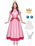 CICOCI Princess Costume Adult Women Dress With Crown Earings Pink Dress Halloween Cosplay Outfit