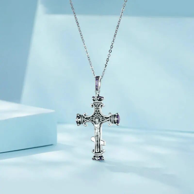 925 Sterling Silver Vintage Pattern Cross Pendant Necklace Crucifix Charms Fit Women Original Necklace DIY Fine Jewelry SSS-0222