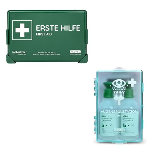 Betriebsverbandkasten mit Wandhalterung & Augenspülstation