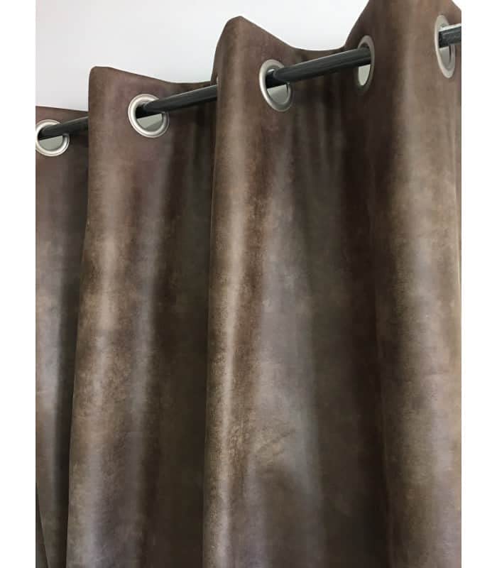 Linder Rideau Aspect Faux Cuir usé Chocolat
