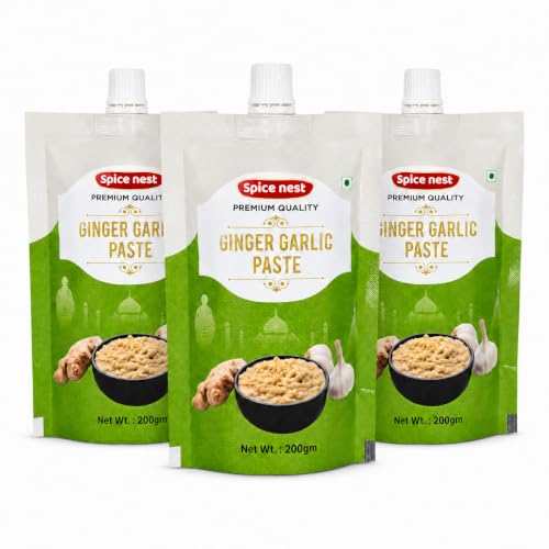 Image of spice nest Fresh Ginger Garlic Paste 200g Pouch | Pack of 3 | Ready for Daily Cooking