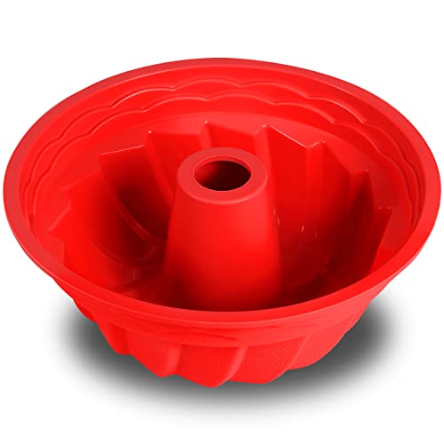 Forma de Pudim Bolo Antiaderente Silicone Decorada para Assadeira Forno Freezer Congelador (Vermelho