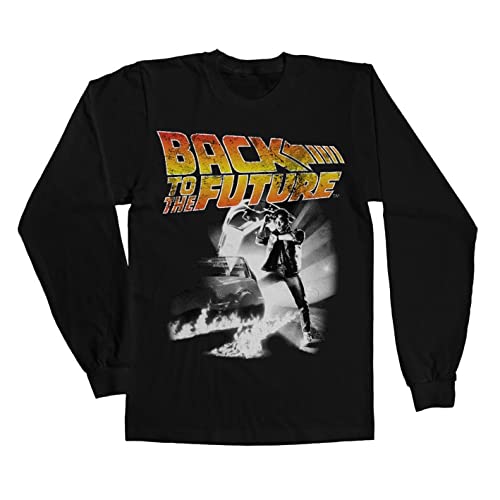Back To The Future Officially Licensed Poster Long Sleeve T-Shirt (Black), Medium