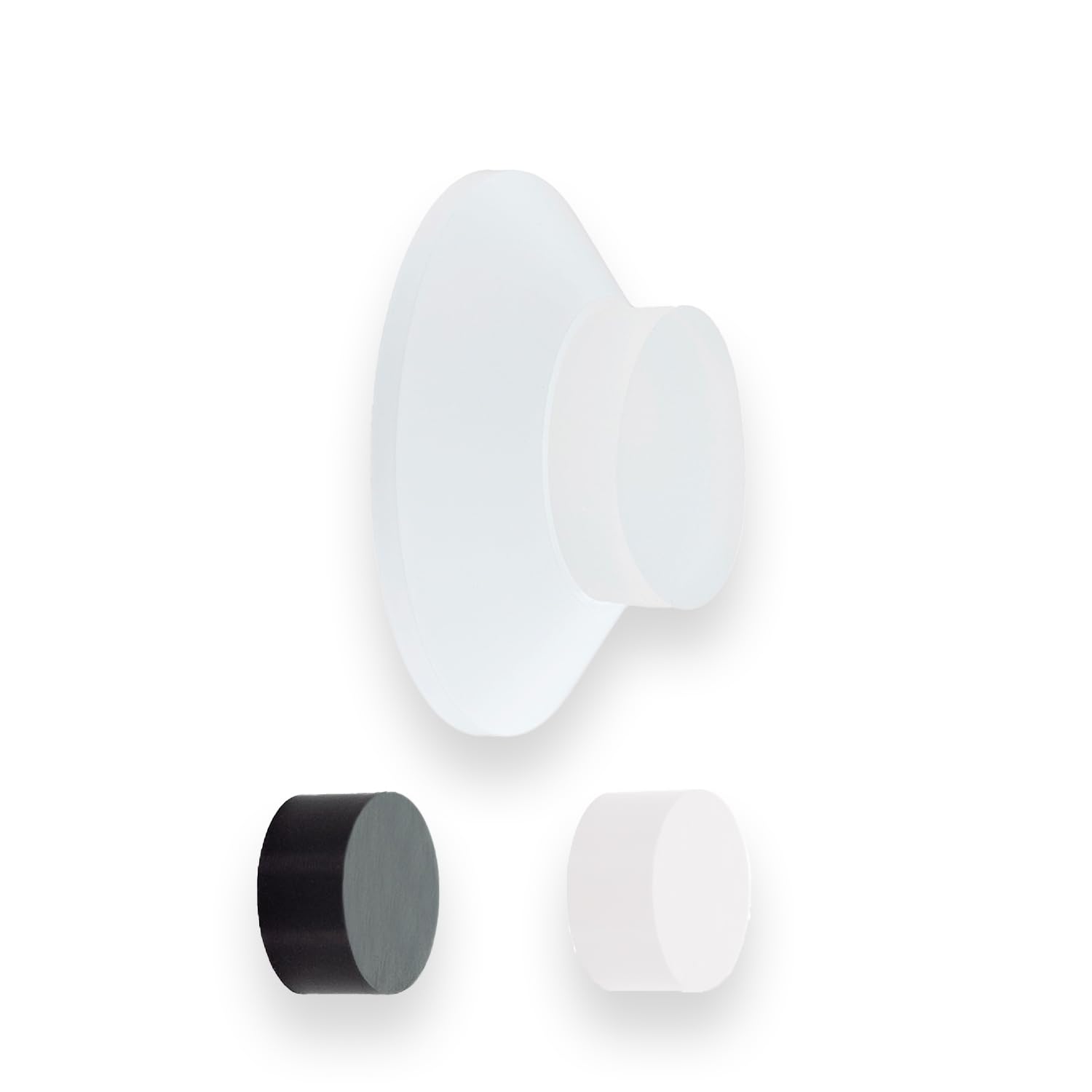 Evi Herrajes | Adhesive Door Stop | Wall Mounting | 35x15mm | White Lacquered Stainless Steel | Conical Shape | Two Rubbers Included | Adhesive or Screw Installation