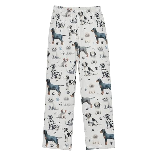 Boys' Pants Cute Watercolor Dogs Funny Long Bottoms Jogger Pants Elastic Waist Trousers with Pockets S-XL