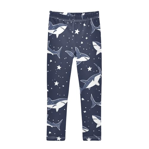 Cute Sharks Girls' Leggings Toddler Doodles Stars Kids Yoga Pants Dance Active Tights 4T