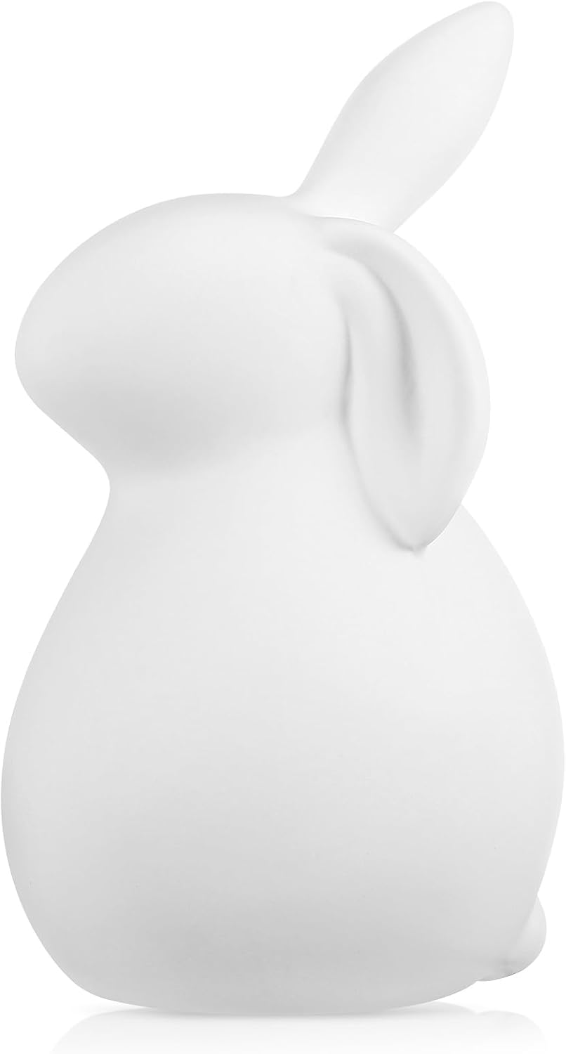 Pretyzoom Rabbit Figurine Statue Ceramic Rabbit Sculpture Micro Landscape Ornament Easter Decorative Figure for Home Christmas New Year Party Table. Fireplace Decoration Garden Decoration White.