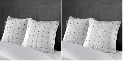 Image of INK+IVY Pillow Euro Sham, 26 inchx26 inch, Bow-tie White (Pack of 2)