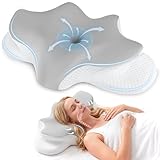 Cervical Neck Pillow for Pain Relief, Ergonomic Contour Pillow for Sleeping, 2 Heights Cooling Pillow for Neck and Shoulder Support, Memory Foam Orthopedic Pillow for Side Back Stomach Sleepers