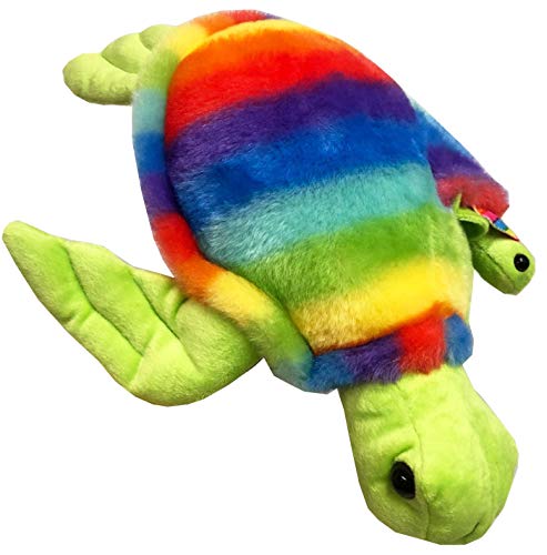 Fun Stuff Rainbow Sea Turtle Stuffed Animals – 18-Inch Stuffed Turtle With Baby Sea Turtle Plush – Plush Turtles | Sea Turtle Stuffed Animal #TOP3
