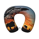 cchgnm Almohada de viaje con estampado de elefante africano, almohada de cuello de espuma viscoelástica, almohada portátil para hoteles, camping, personas que duermen de lado y de espalda