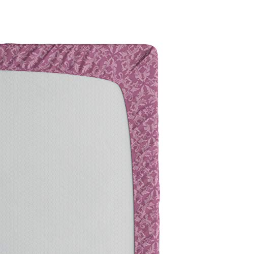 Ambesonne Pink Damask Fitted Sheet, Monochrome Floral Inspired Victorian Ornaments Repetitive Print, Soft Decorative Fabric Bedding All-Round Elastic Pocket, Queen Size, Magenta Pink #TOP3