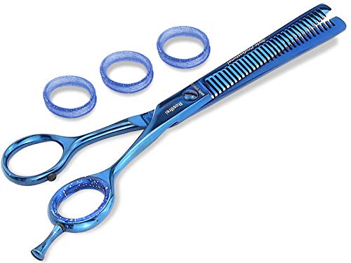 Preisvergleich Produktbild Effilierschere Titan Haarschere 2-seitig gezahnt Modellierschere aus rostfreiem Edelstahl - Friseurschere zum Ausdünnen der Haare - Haarschneideschere für Damen und Herren (5,5 Zoll)