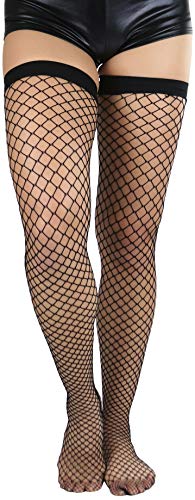 Image of ToBeInStyle Women's Vibrant Large Net Fishnet Thigh High Elastic Nylon Novelty Stockings