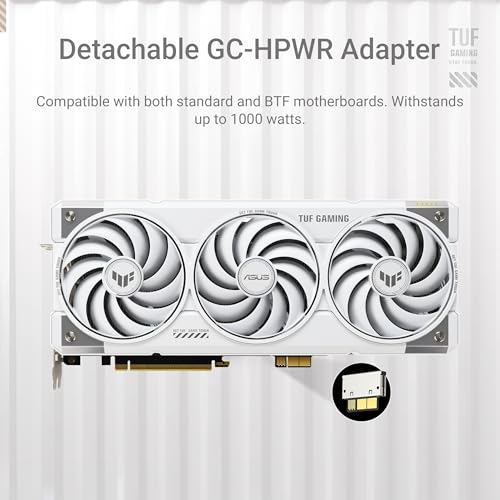 Image of ASUS TUF GeForce RTX 5070 Ti 16GB GDDR7 BTF White OC Edition Graphics Card, NVIDIA, Desktop (PCIe 5.0, HDMI /DP 2.1, 3.125-Slot, Military-Grade Components, with a Detachable GC-HPWR Adapter)