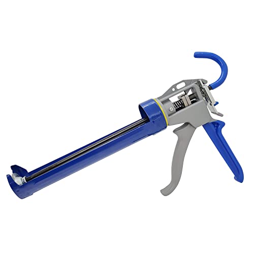 KATSU Revolving Caulking Gun 9 230mm Professional Silicone Caulk, Sealant, Adhesive Application Gun for 310ml Cartridges, Danish Style 336129