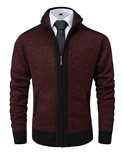 Image of Vcansion Men's Classic Cardigan Sweaters Stand Collar Slim Fit Casual Knitted Sweater