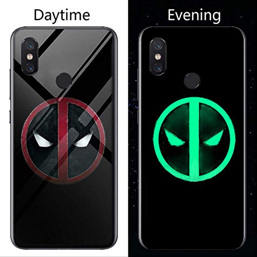 Feeke Caja del teléfono de Cristal Luminoso para Xiaomi para Redmi Note 7 Deadpool 1