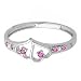 Imagen de Dazzlingrock Collection Anillo de compromiso de plata de ley con diamante blanco redondo y zafiro rosa para mujer