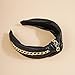 Wiwpar Knotted Headbands for Women Fashion Wide Headband Vintage Knotted Head Band Hair Hoop Hair Accessories with Metal Chain (Black)