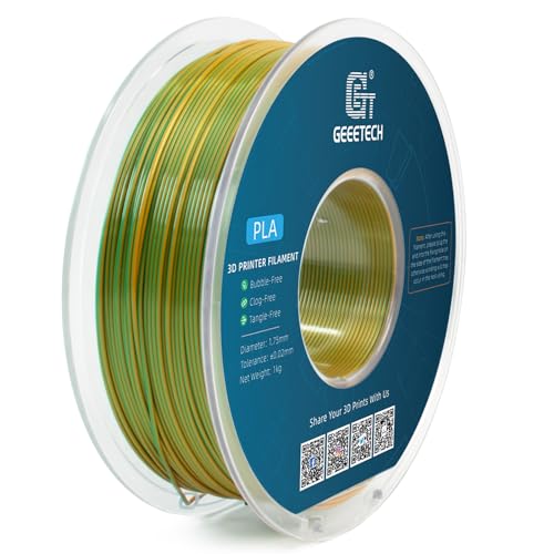 Image of Geeetech 3D Printer Silk PLA Dual Color Filament, Metal-Like Shiny Silk Filament 1.75mm 1kg (2.2lbs) Spool, Dimensional Accuracy + /- 0.02 mm, Silk Yellow Green