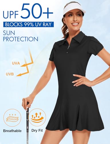LURANEE Athletic Dress for Women Petal Short Sleeve Tennis Dresses with Shorts and Pockets Flowy Golf Outfits4