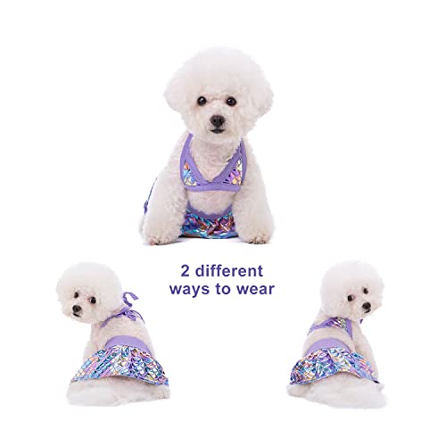Image of Dog Bikini Swimsuit Summer Puppy Bathing Dress Beach Clothes Cat Costume for Puppy Dog Cat (XS, Purple)