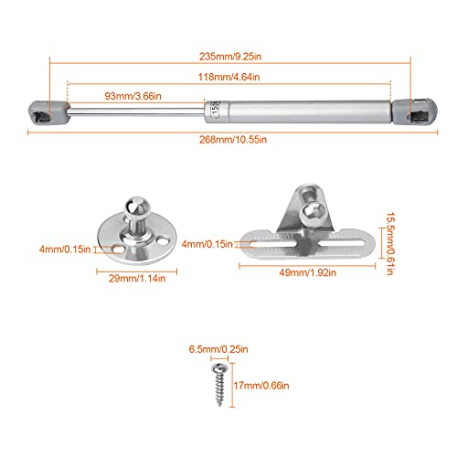 2 puntoni a gas 100N, cerniera a molla a gas con