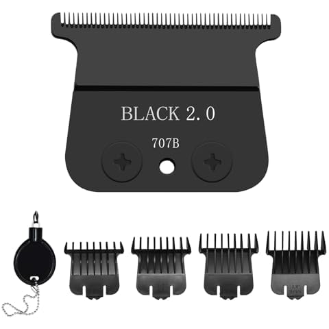 707B Replacement Blade compatible with BaBylissPRO FX787 & FX726 Trimmers,DLC Replacement Blades with 4 Guards Set Compatible with BaByliss Trimmer Blades,Black Cover