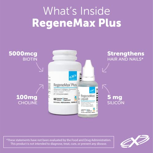 Xymogen Regenemax Plus - Advanced Collagen Generator - Orthosilicic Acid + Biotin Supplement Joint Support - Supports Healthy Bone Mineral Density, Hair Skin And Nails, Reduces Wrinkles (120 Capsules) #TOP1