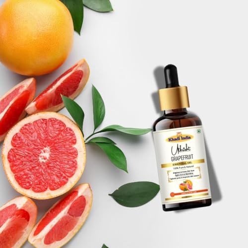 Image of Khadi Grapefruit Essential Oil 15ml | Pure & Natural Oil for Aromatherapy, Skin & Hair Care, Muscle, Joint Massage, Relaxation | Soap Making & DIY | Suitable for All Skin Types | Men & Women