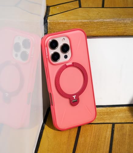 Image of TORRAS Q3 Spin for iPhone 16 Pro Case, 360 Magnetic Stand, Coral Pink