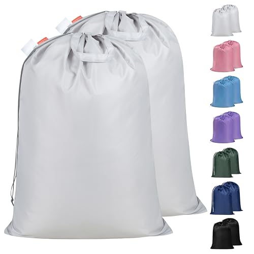 Polecasa 2 Pack Extra Heavy Duty Laundry Bag with Handles, Silver, 28x36"