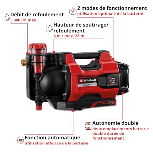 Einhell Pompe jardin auto. AQUINNA 1830 F LED 18V /h 2 8 bars mode BOOSTECO sans batterie - vue 4