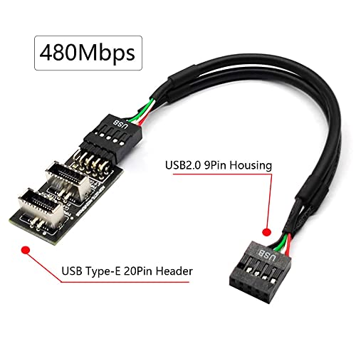 cablecc Dual USB 3.1 Faceplate Socket Key-A Type-E to USB 2.0 9Pin 10Pin Motherboard Header Male Cable Extension Adapter - Image 2